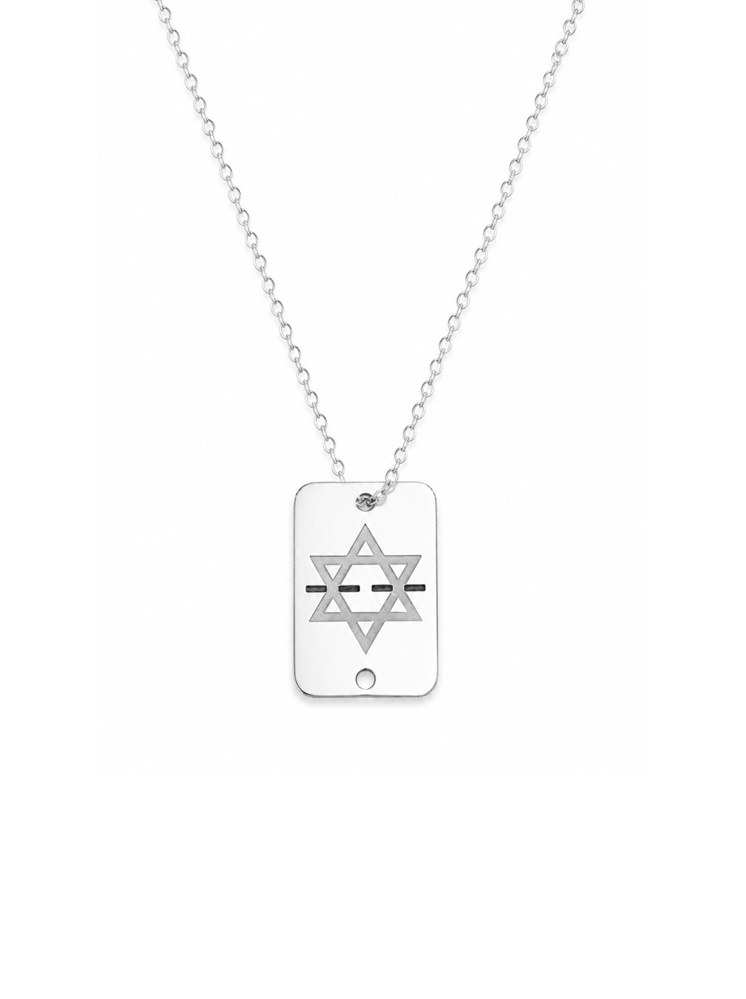 Shield Star of David ID Tag Necklace