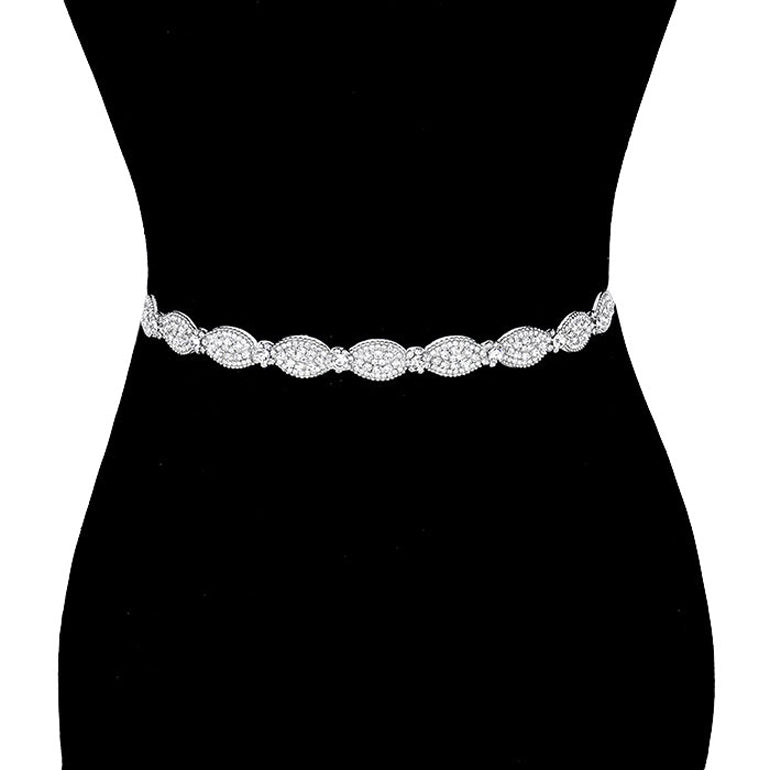 Oval Shaped Sash Ribbon Bridal Wedding Belt Headband