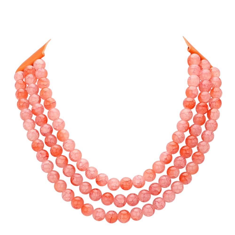Chunky Acrylic Ball Beaded Triple Layered Faux Leather Magnetic Necklace