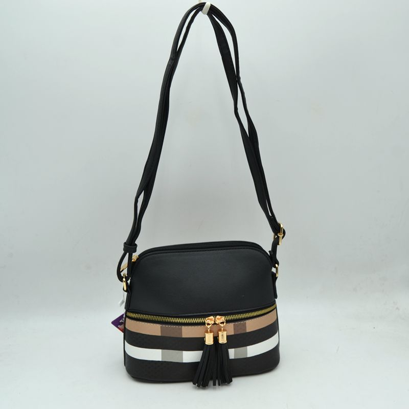 Plaid Accent Crossbody Bag with Adjustable Shoulder Strap
