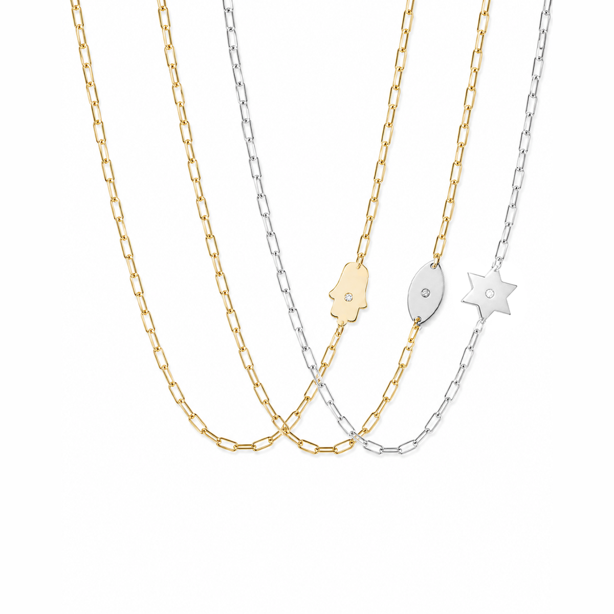 Dani Symbols  Diamond Paperclip Necklace