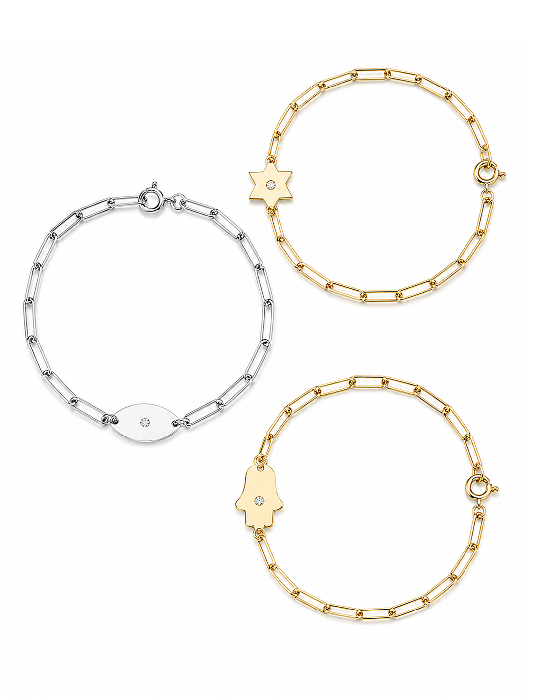 Dani Evil Eye Diamond Paperclip Bracelet | Anklet