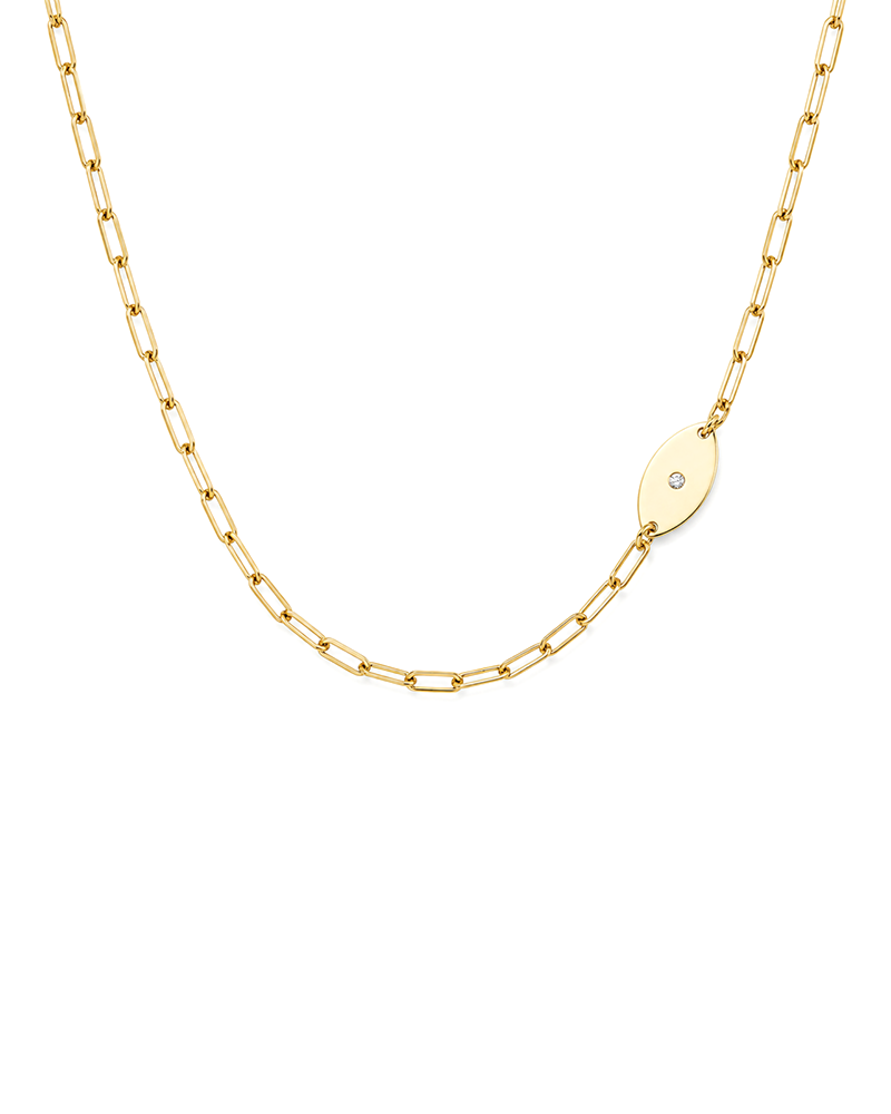 Dani Evil Eye Diamond Paperclip Necklace