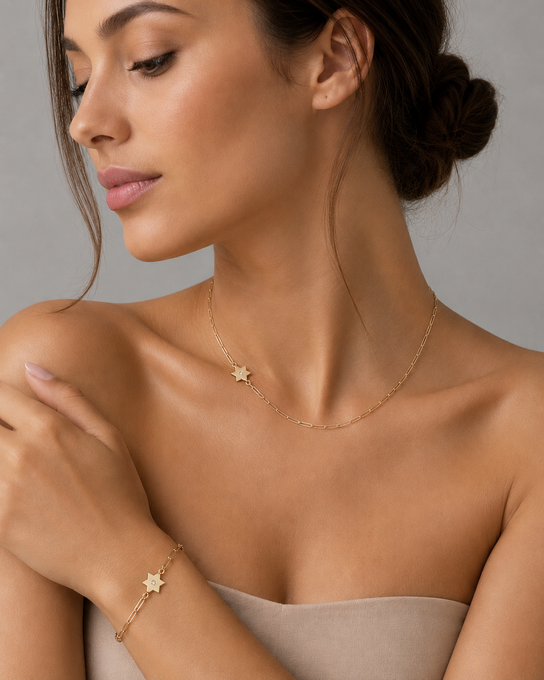 Dani Star of David Diamond Paperclip Necklace