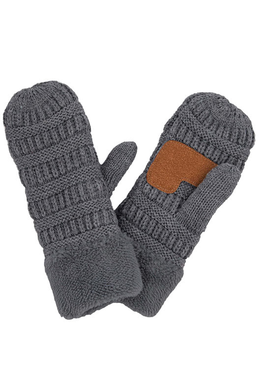 C.C Solid Color Knitted Mitten Gloves