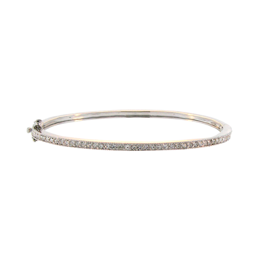 Glamour Pave Stackable Bangle — Half-Pavé Hinge