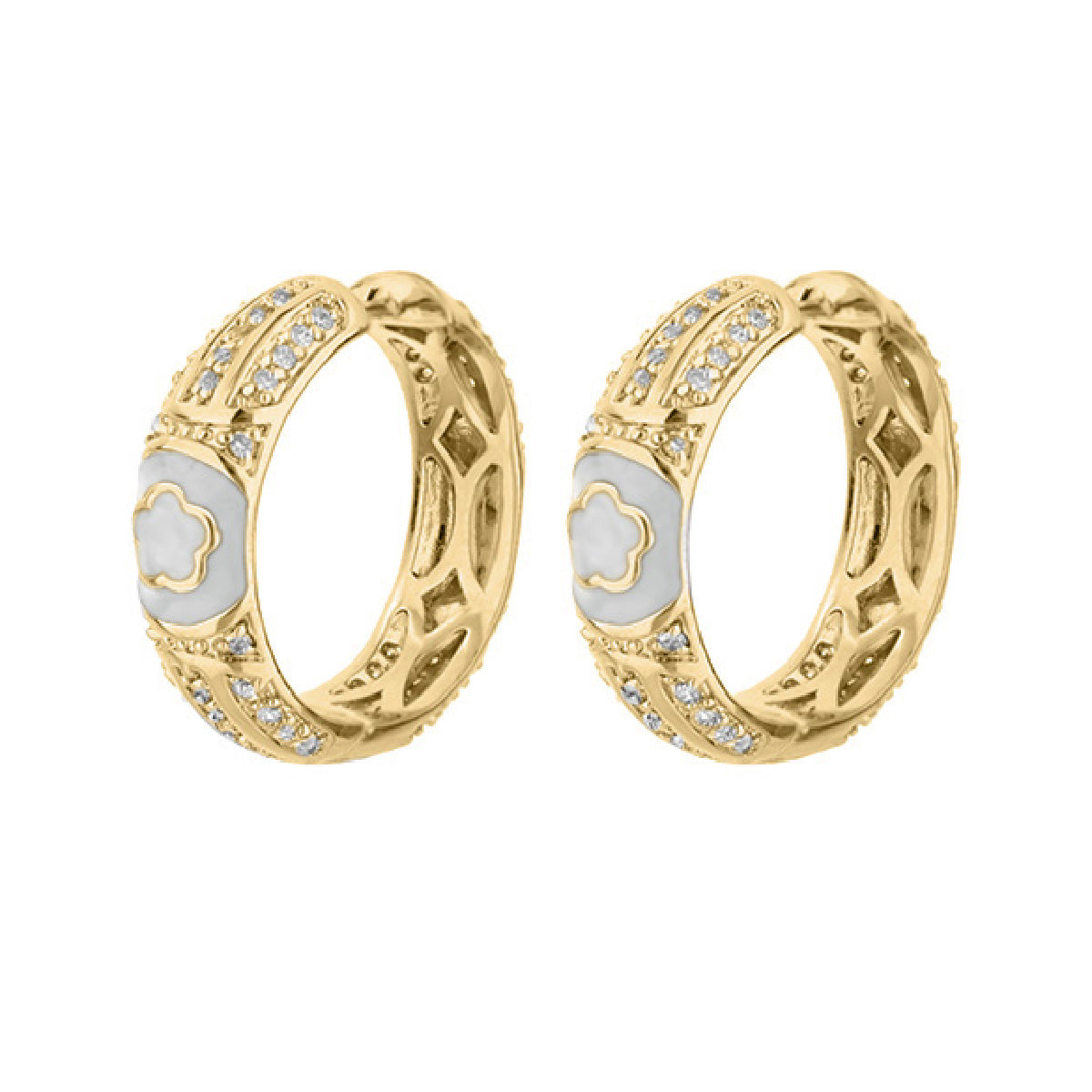 Dancing Daisy Earrings — Pavé Flower Huggie