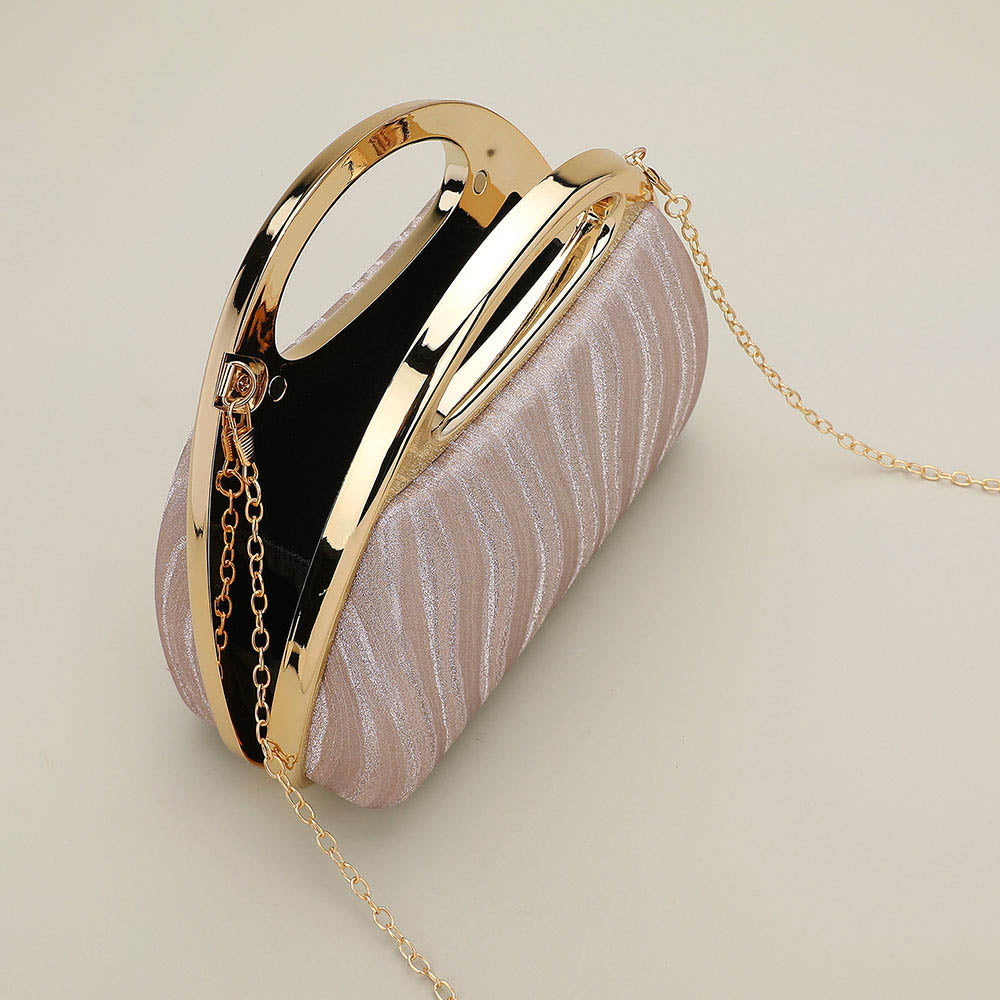 Shimmering Structured Evening Clutch Crossbody Bag