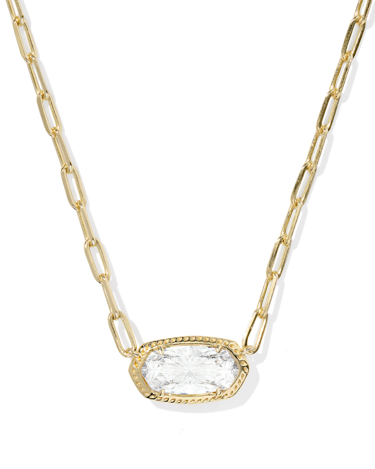 Kendra Scott Elisa Luxe Short Pendant Necklace, Gold White CZ