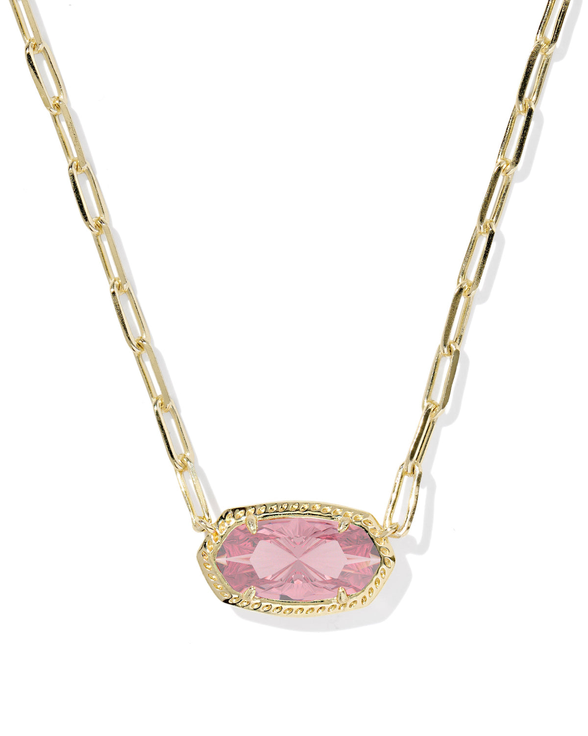Kendra Scott Elisa Luxe Short Pendant Necklace, Gold Light Pink CZ