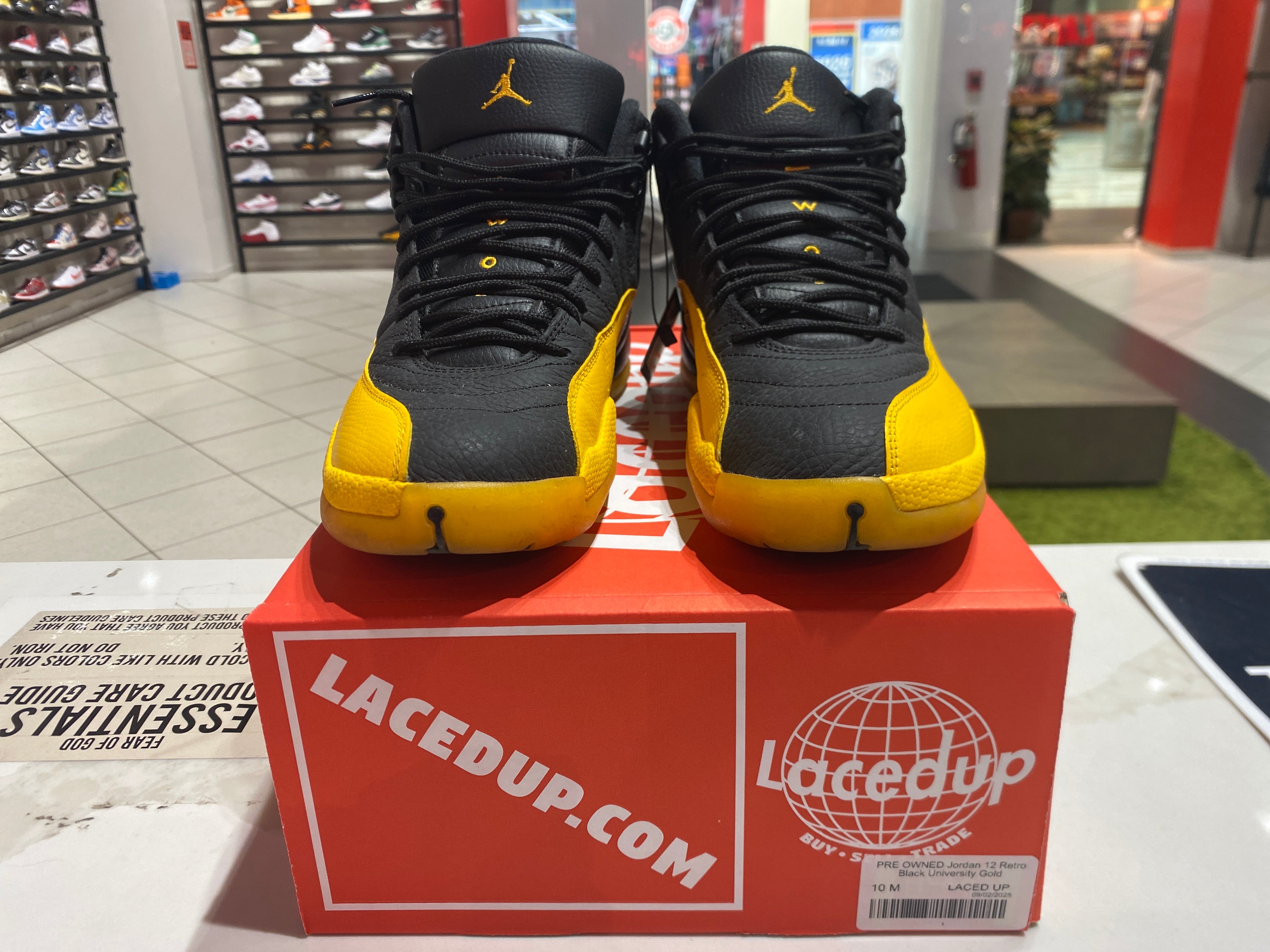 PRE OWNED Jordan 12 Retro Black University Gold