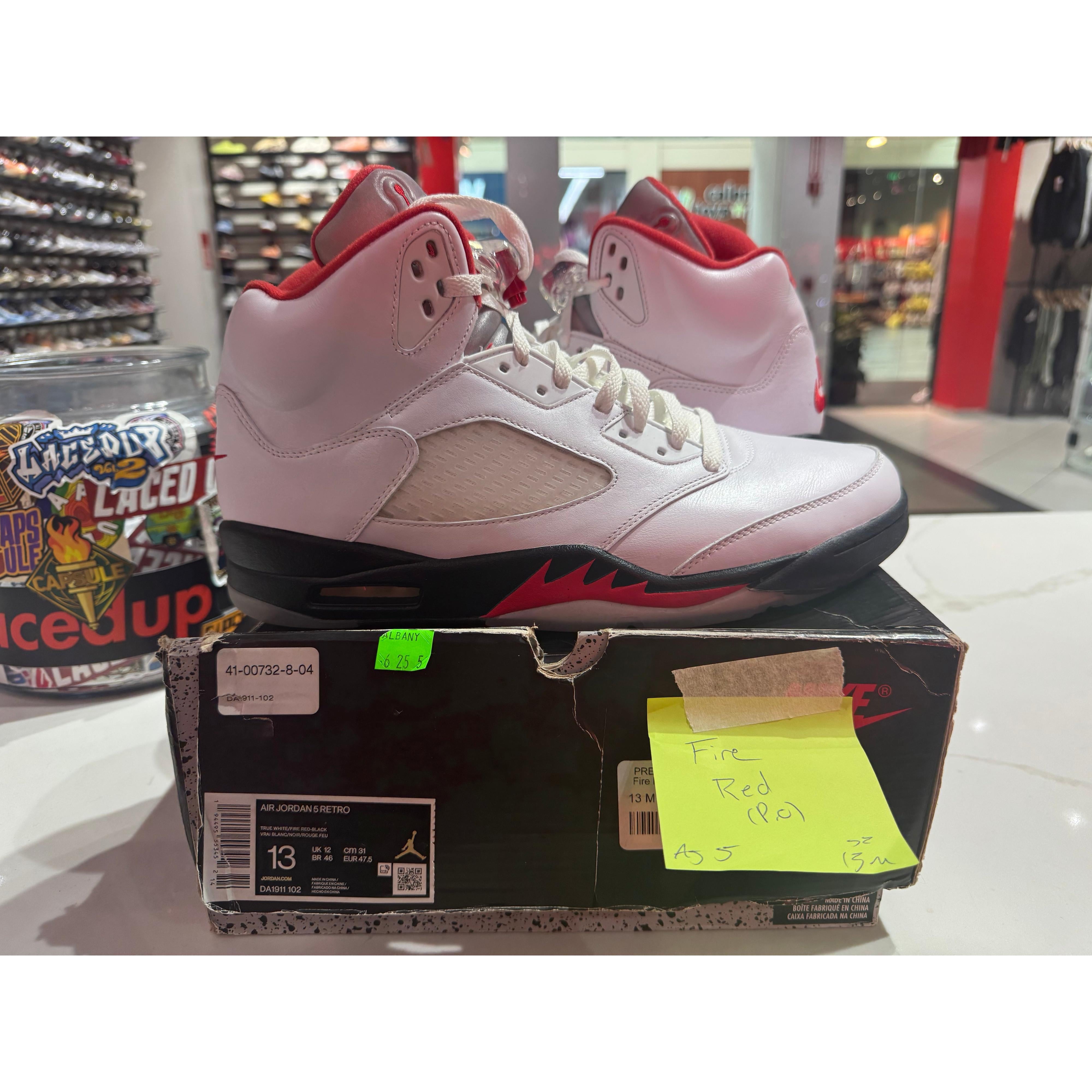 PRE OWNED Jordan 5 Retro Fire Red Silver Tongue (2020)