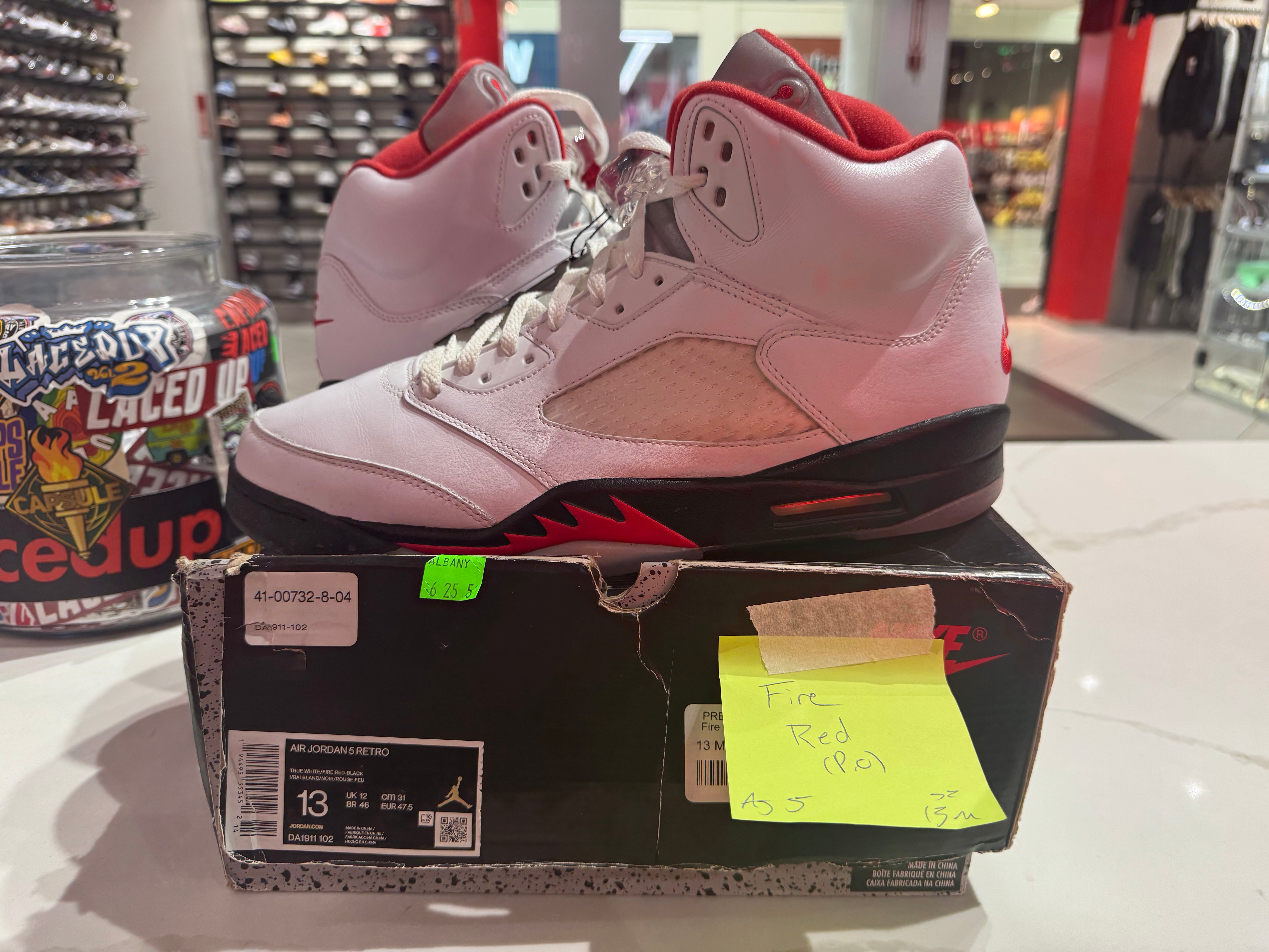 PRE OWNED Jordan 5 Retro Fire Red Silver Tongue (2020)