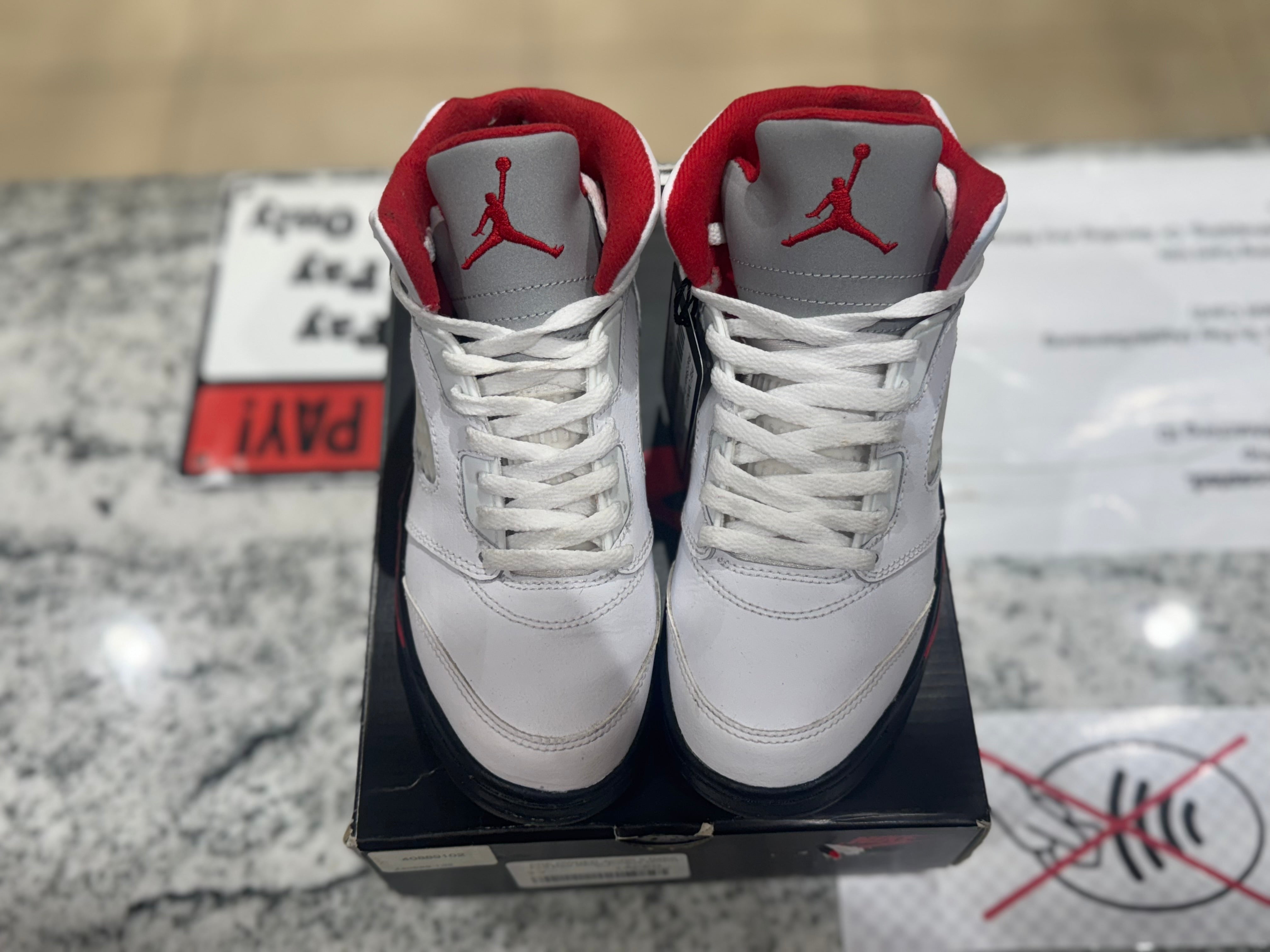 PRE OWNED Jordan 5 Retro Fire Red Silver Tongue (2020) (PS)