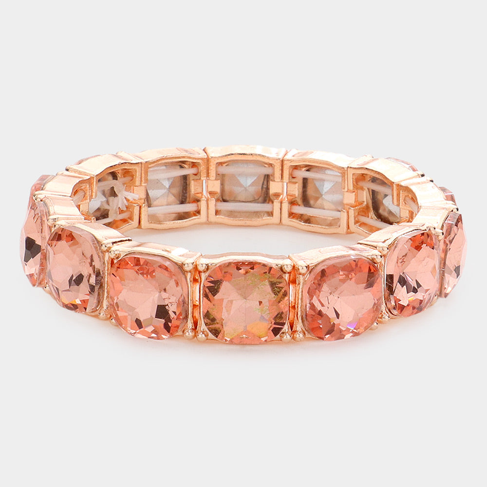 Women's Cushion Square Stone Stretch Evening Bracelet