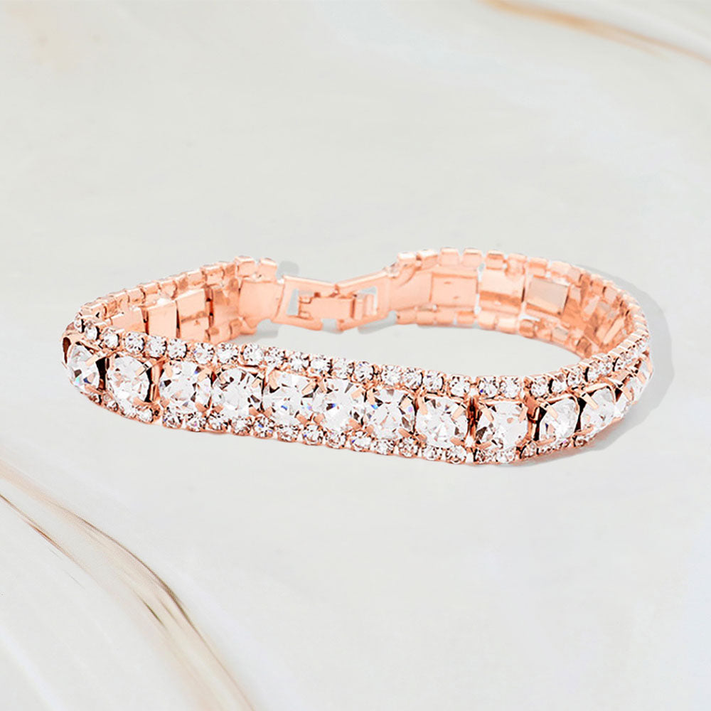 Round Crystal Rhinestone Trim Evening Bracelet