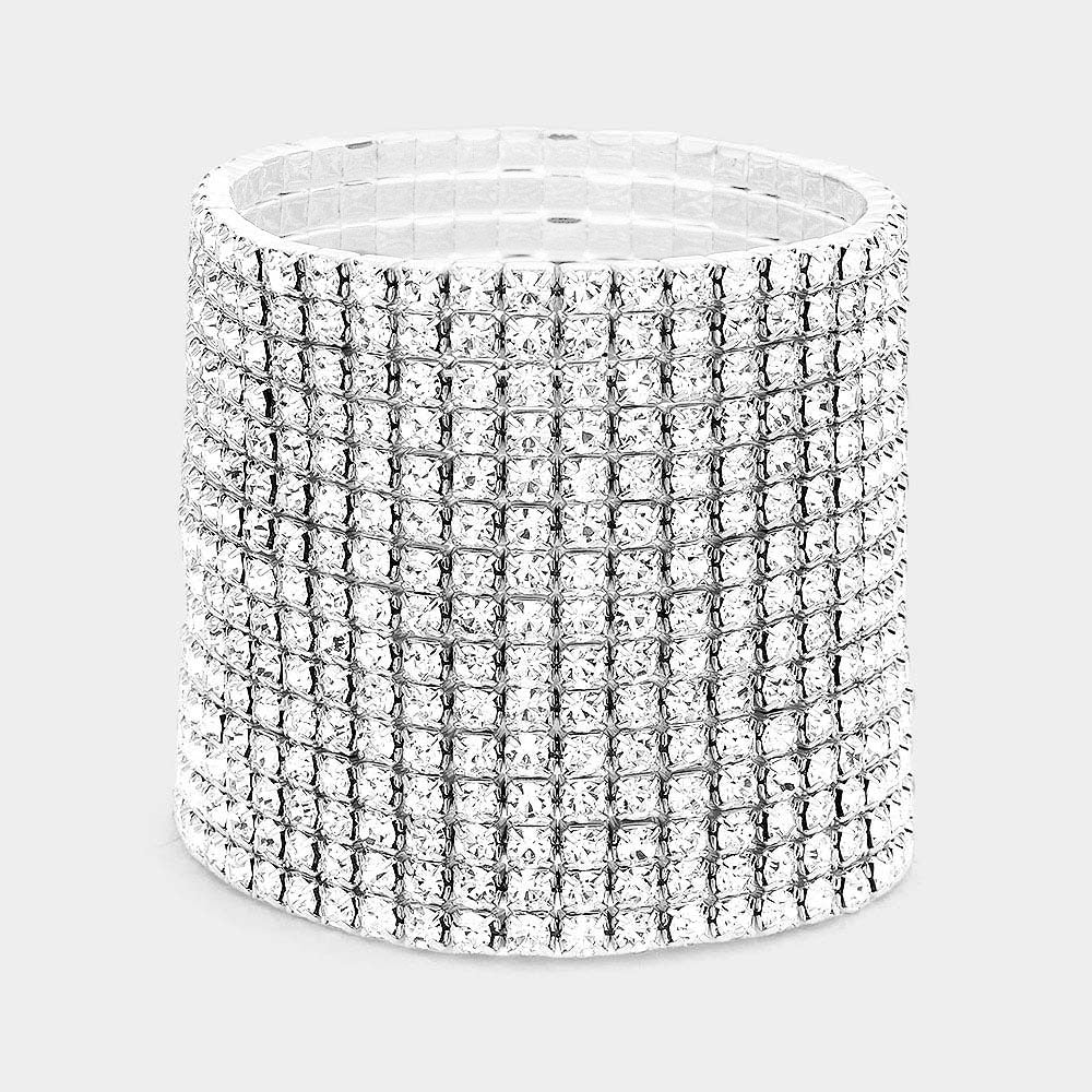 15-Row Rhinestone Stretchable Bracelet