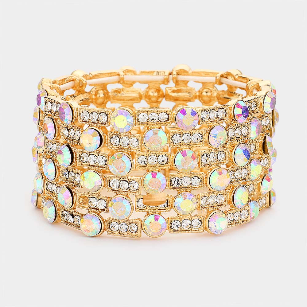 Stone Embellished Crystal Stretch Evening Bracelet
