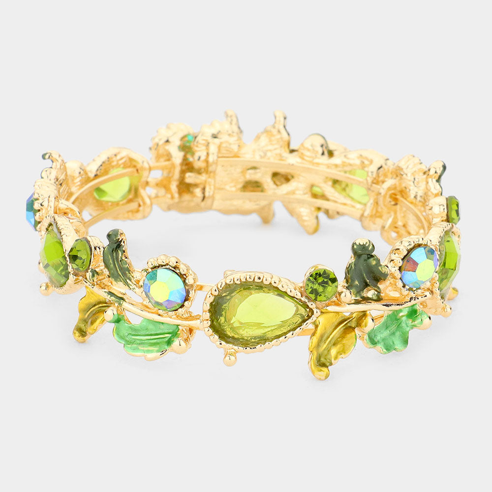 Glass Crystal and Metal Vine Open Adjustable Bracelet