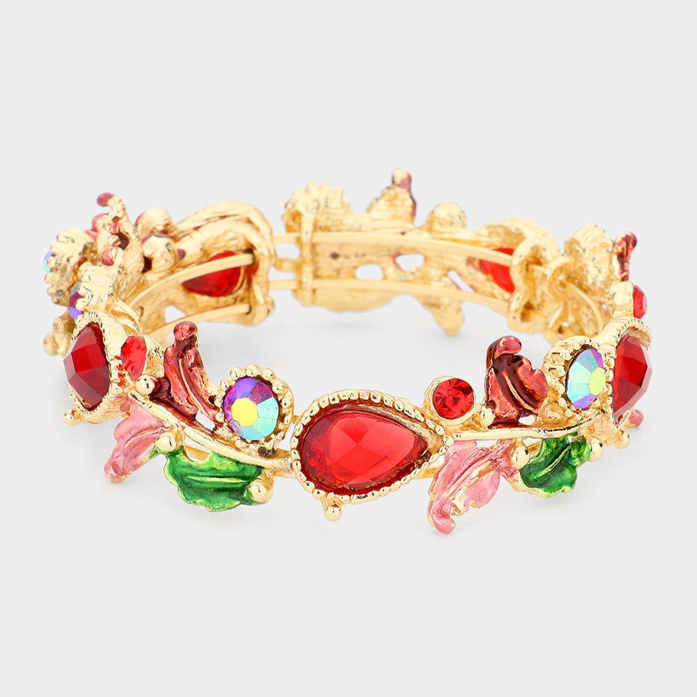 Glass Crystal and Metal Vine Open Adjustable Bracelet