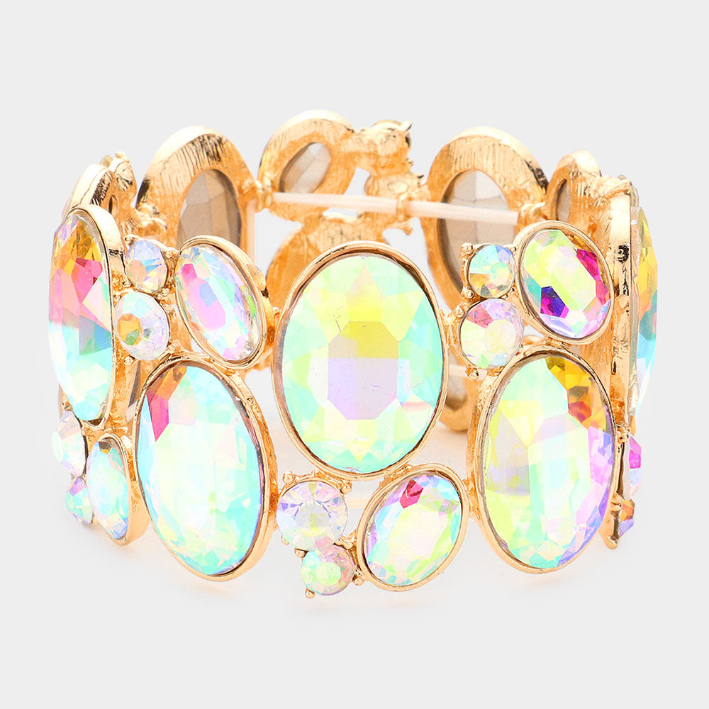 Oval Crystal Rhinestone Stretch Bracelet
