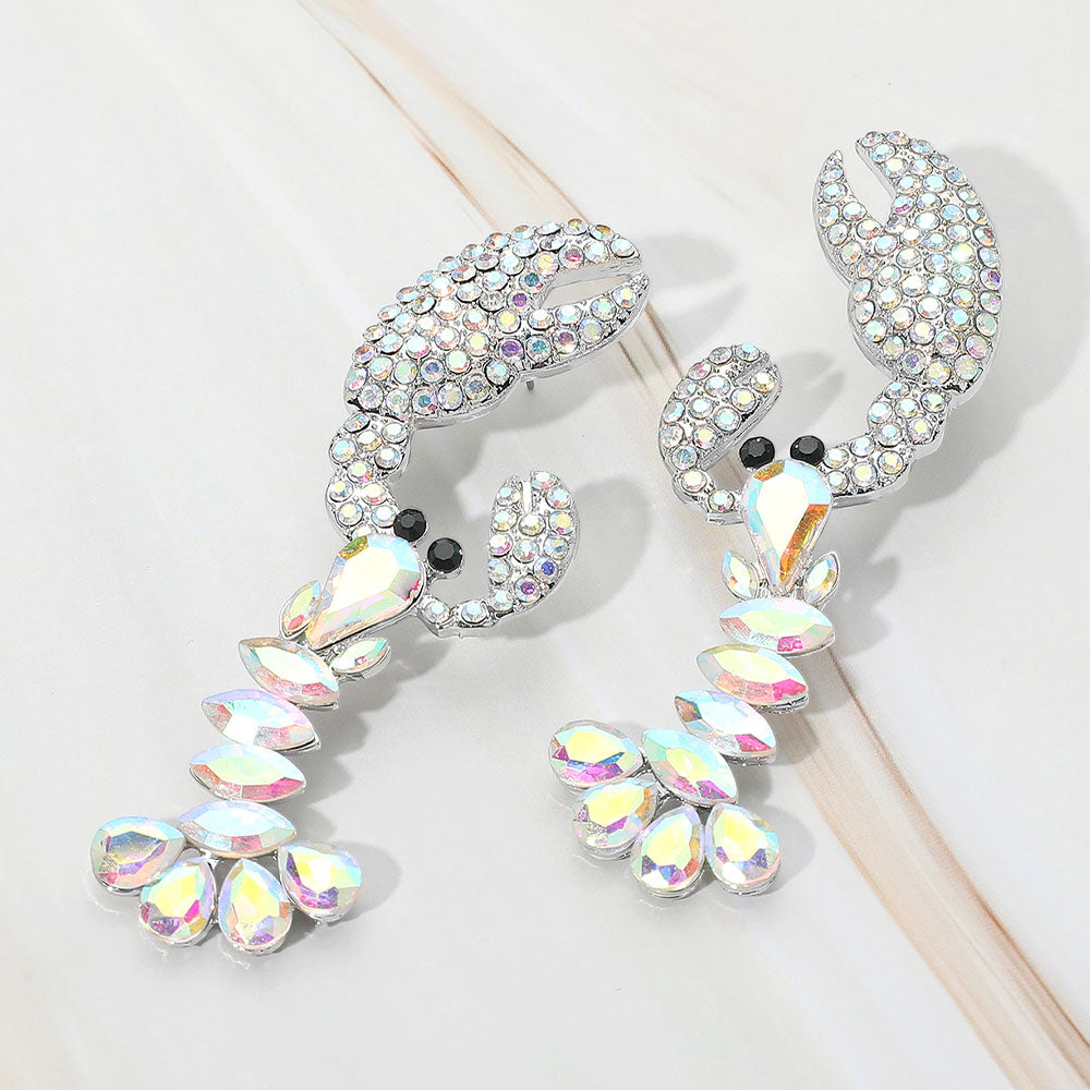 Multi Stone Lobster Dangle Statement Earrings