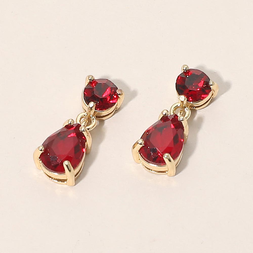 Round Teardrop Stone Link Dangle Evening Earrings