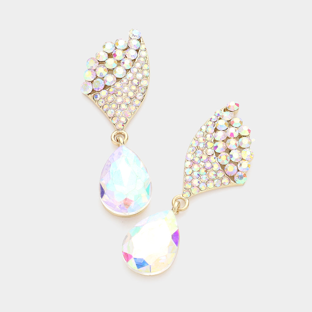 Crystal Rhinestone Teardrop Evening Earrings
