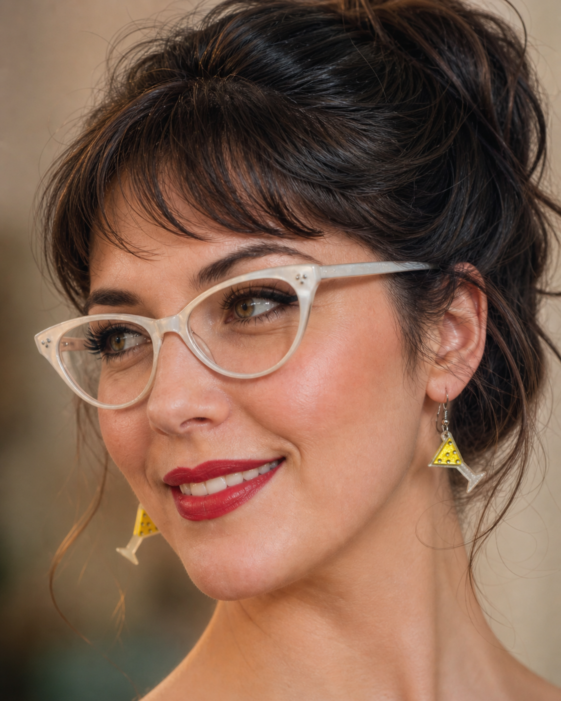Martini Drop Earrings by Lipstick & Chrome — Retro Cocktail Acrylic Earrings