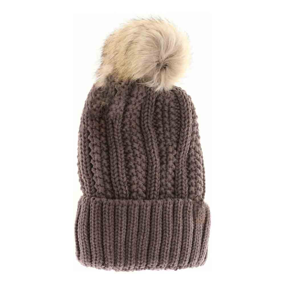 Fuzzy Lined Fur Pom C.C Beanie