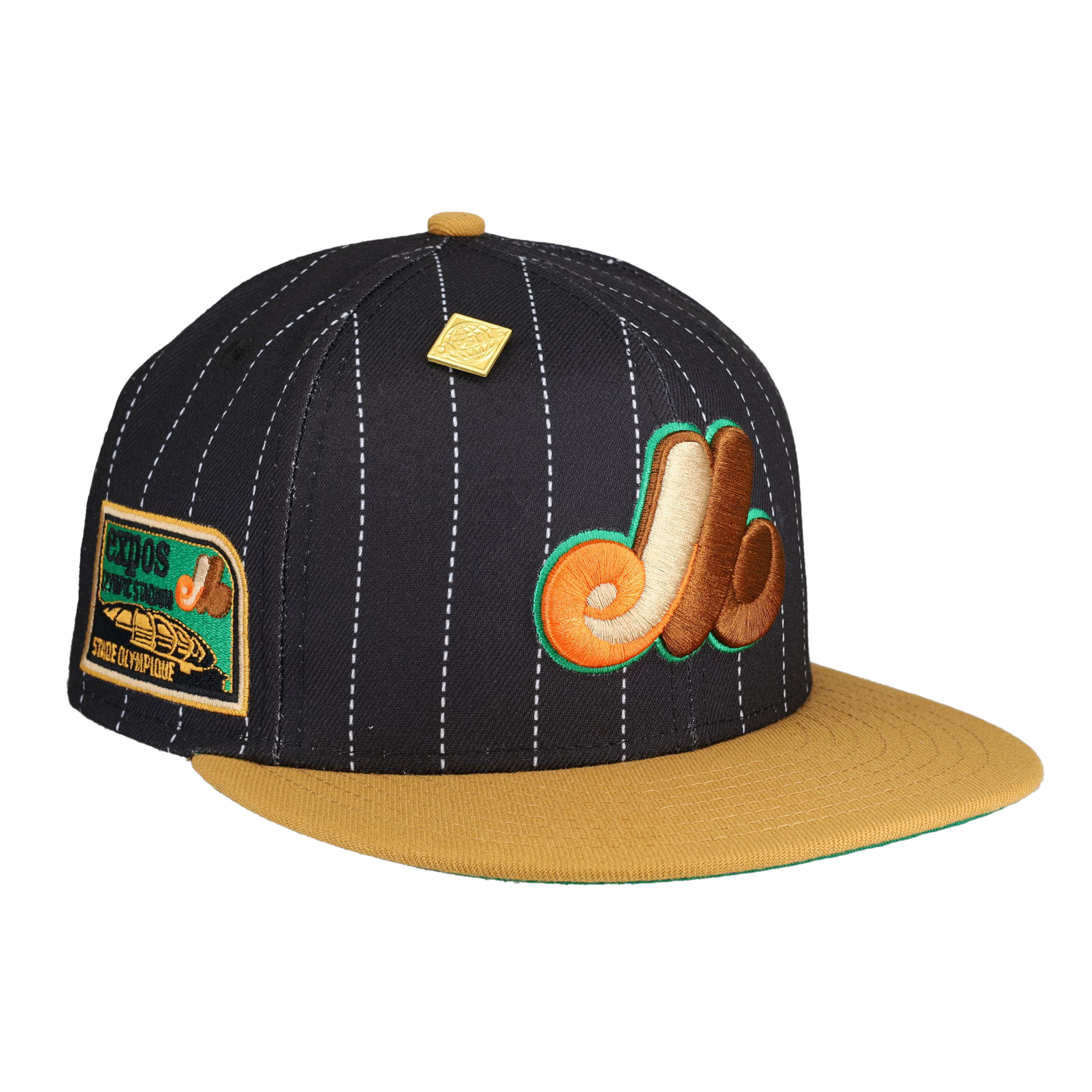 Montreal Expos Pinstripe Olympic Stadium Patch Fitted Hat