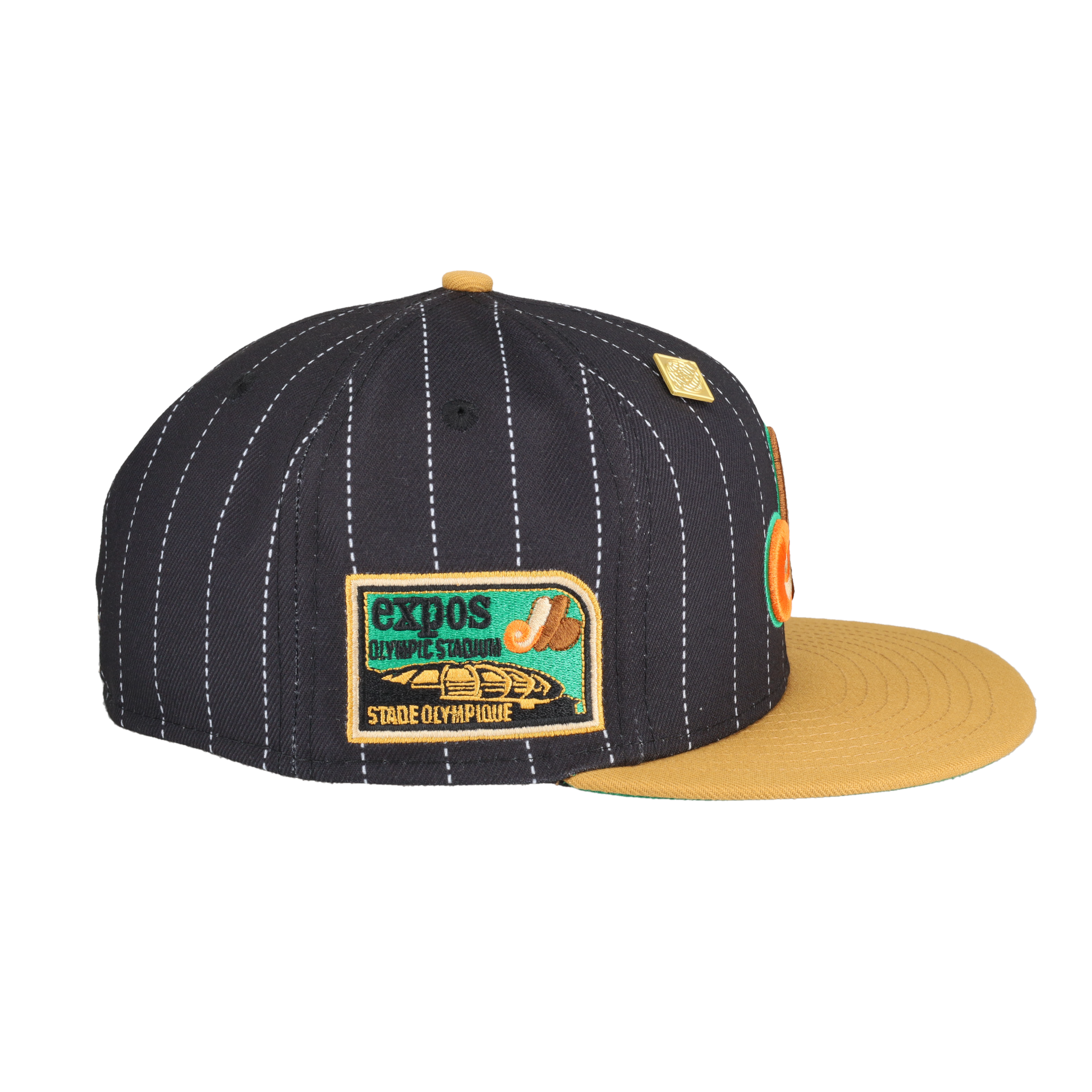 Montreal Expos Pinstripe Olympic Stadium Patch Fitted Hat
