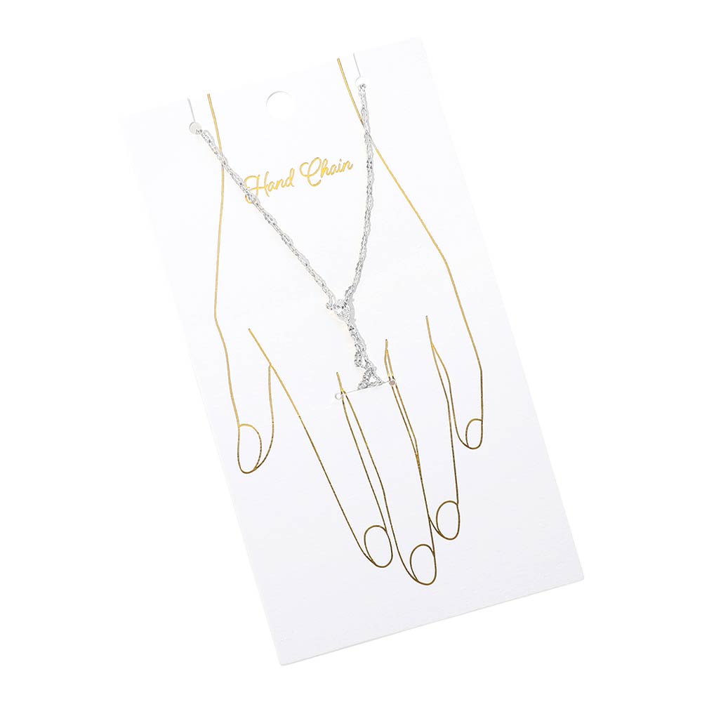 Oval Stone Accent Delicate Hand Chain Bracelet