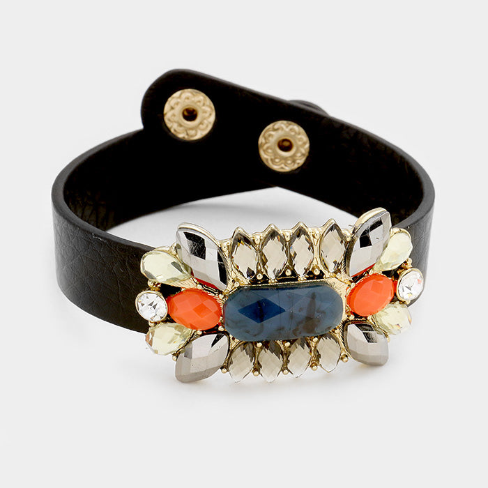 Multi Color Bead Snap Button Bracelet