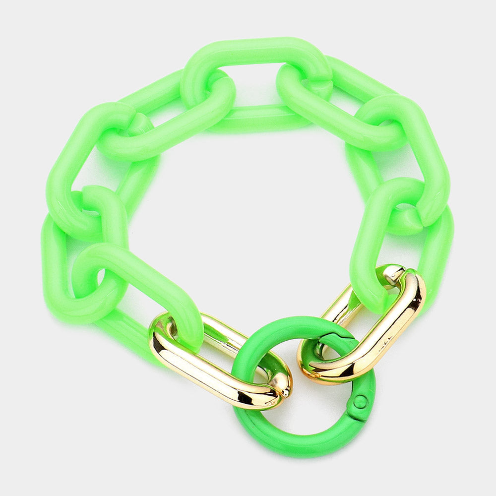 Resin Open Circle Accented Oval Link Bracelet