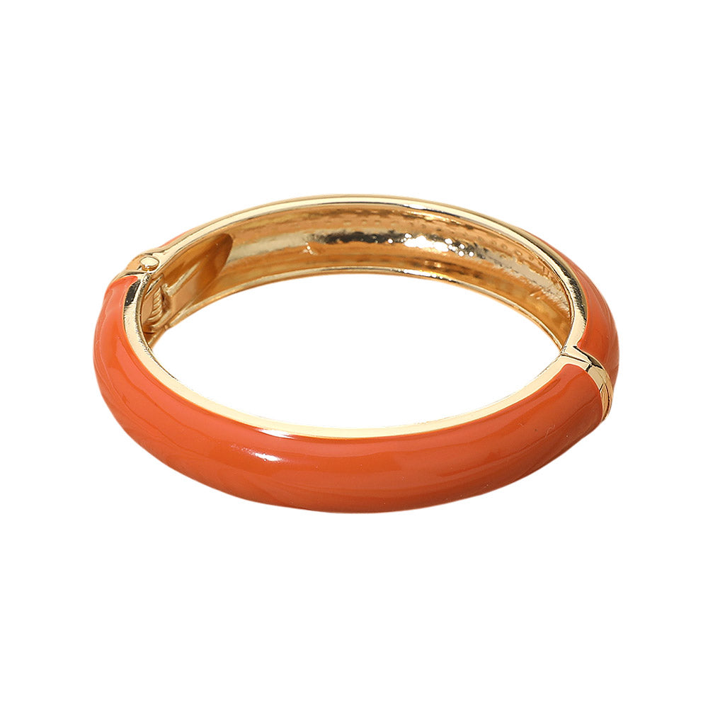 Enamel Inlay Hinged Bangle Bracelet