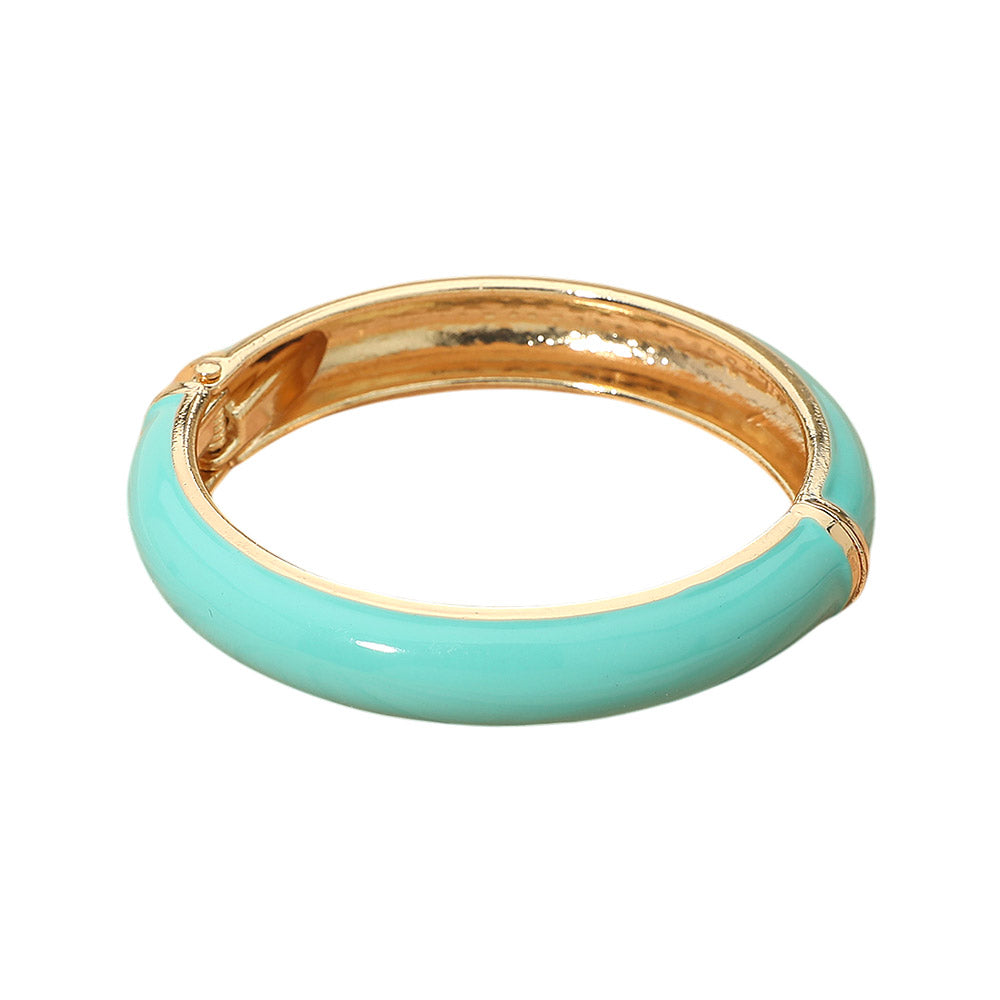 Enamel Inlay Hinged Bangle Bracelet