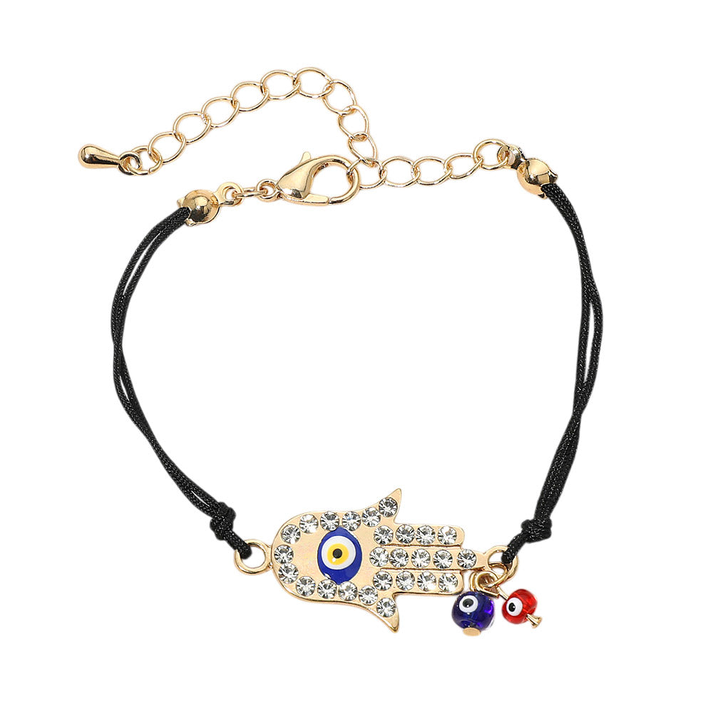 Hamsa Evil Eye Charm Accent Bracelet