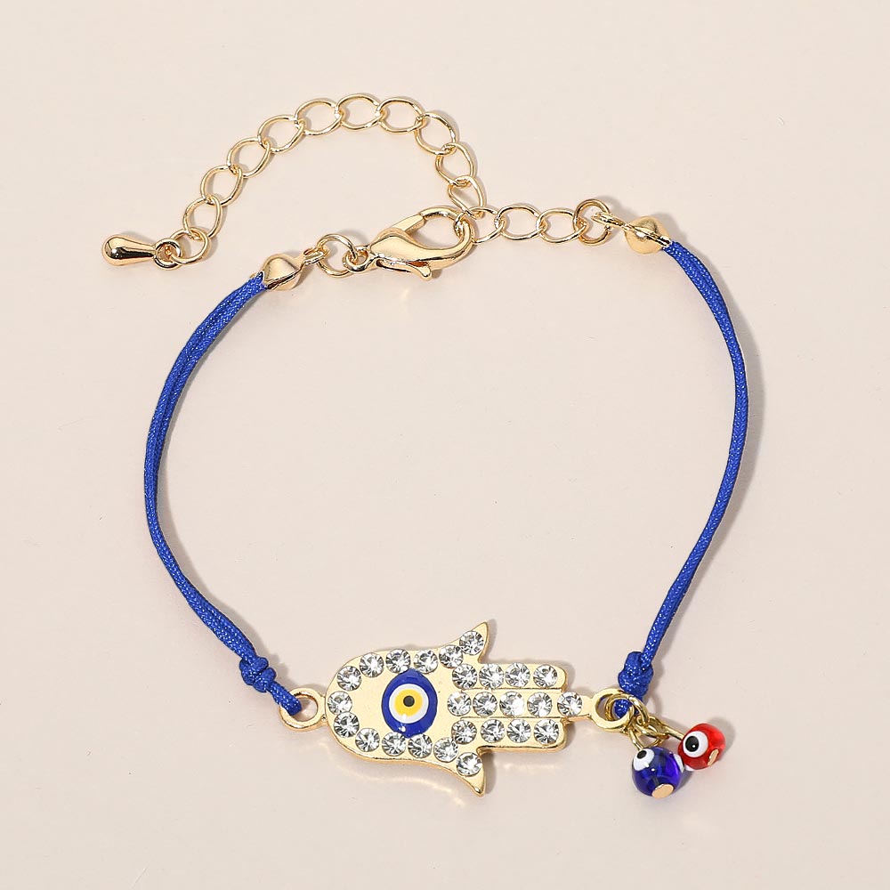 Hamsa Evil Eye Charm Accent Bracelet