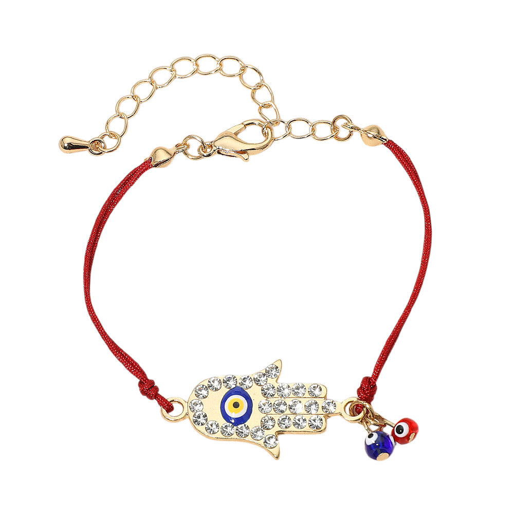 Hamsa Evil Eye Charm Accent Bracelet