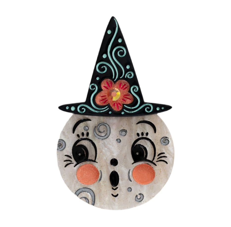 Bloomin' Luna Witch Brooch by Lipstick & Chrome — Floral Halloween Pin