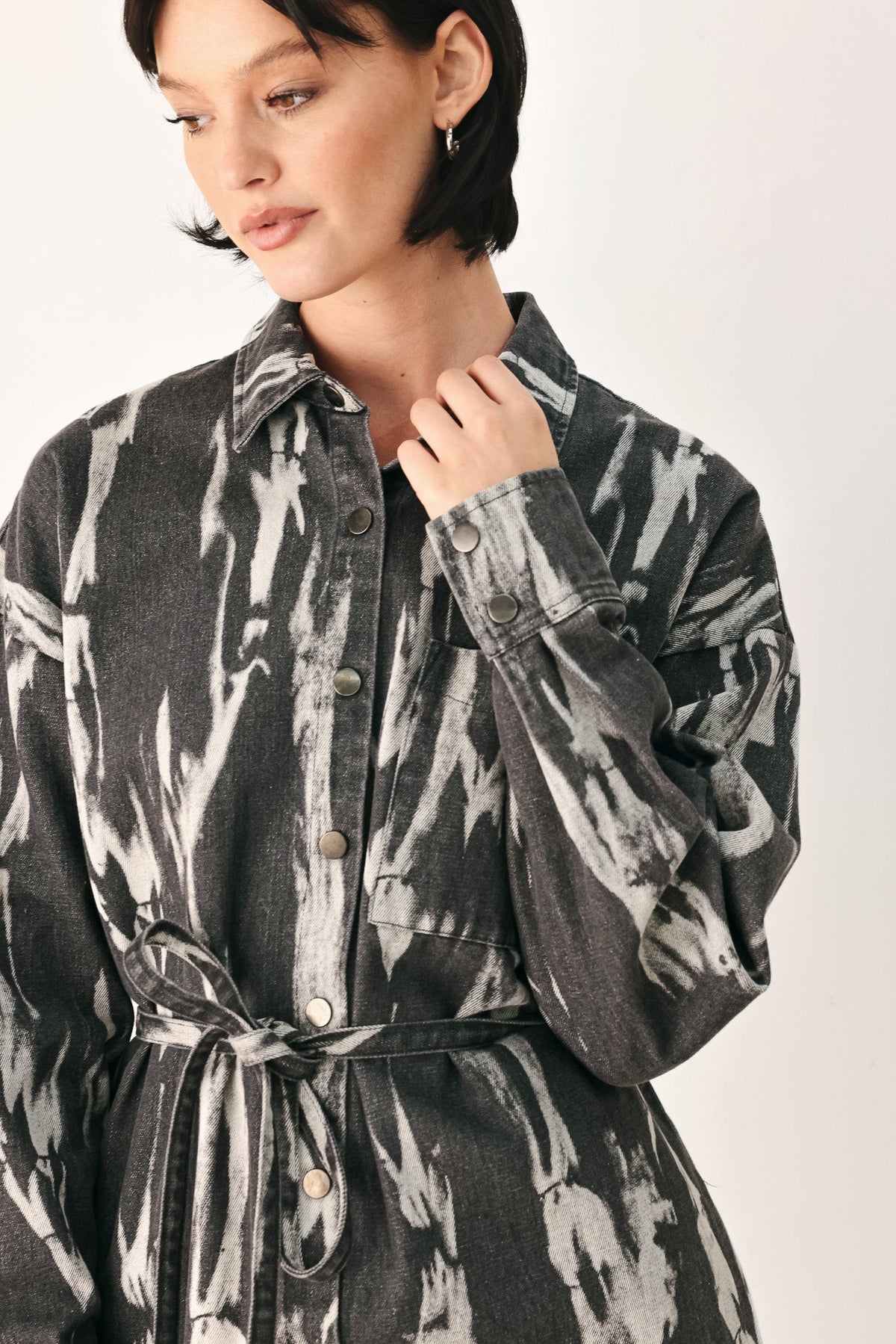 WEEKEND WANDERER GREY DENIM SHIRT DRESS
