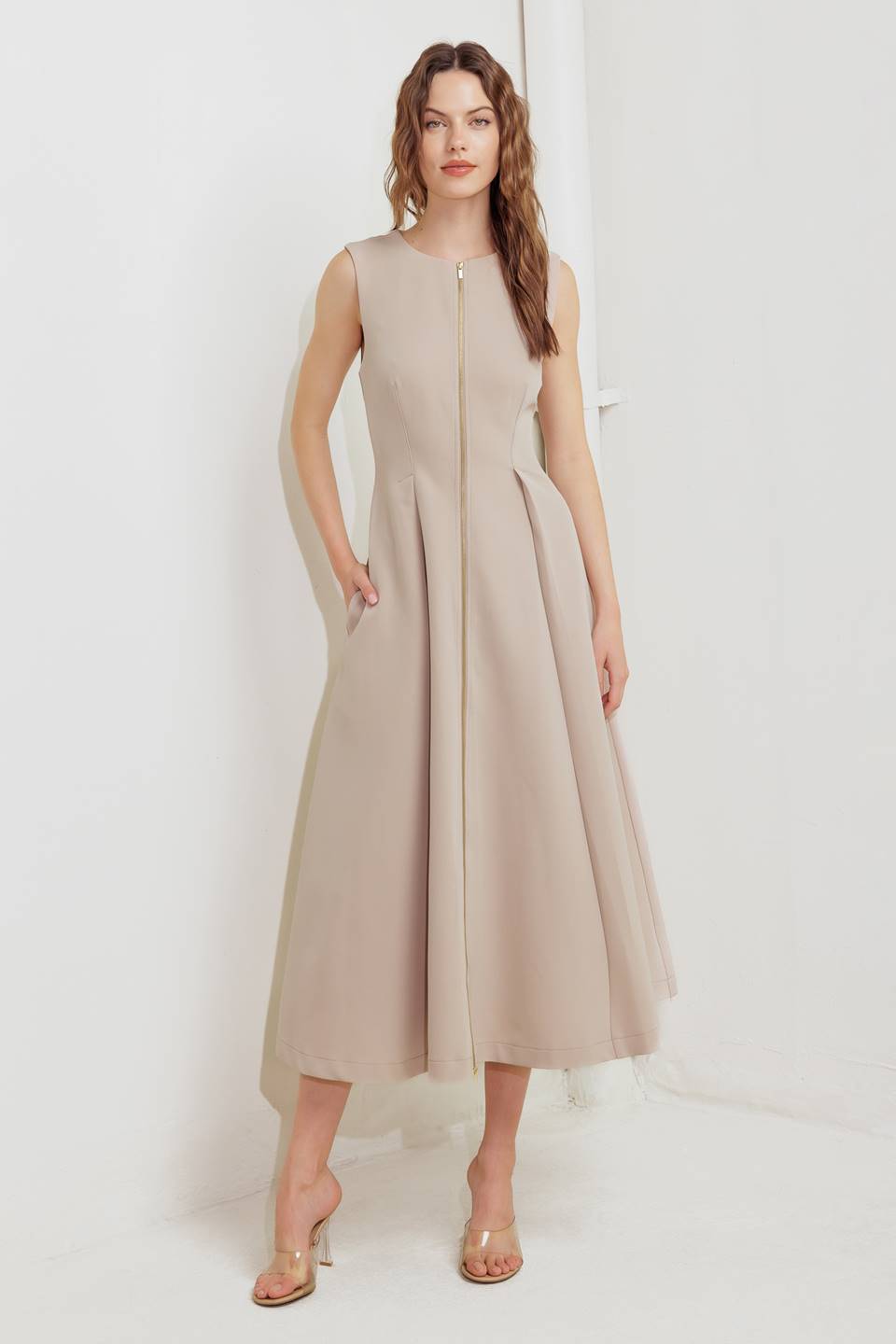 CLAY MODERN SWAY WOVEN MIDI DRESS