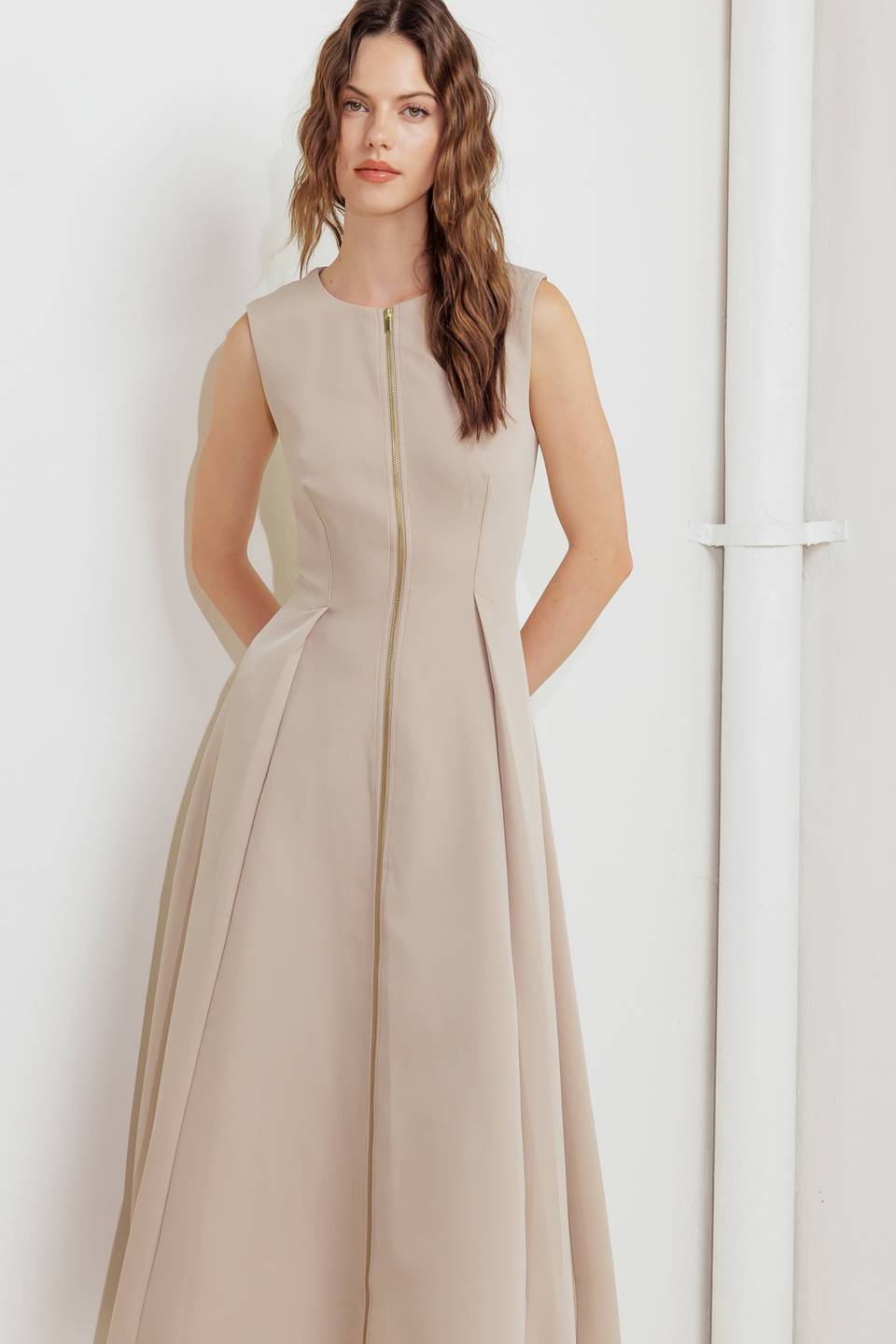 CLAY MODERN SWAY WOVEN MIDI DRESS