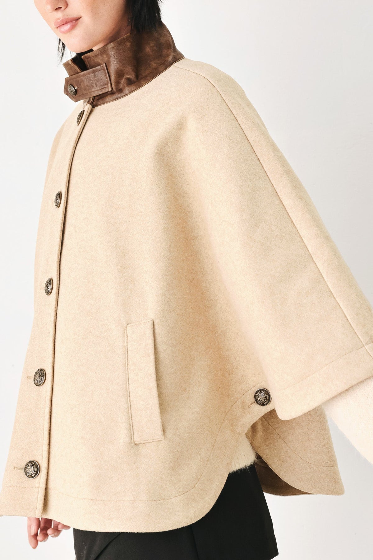 CITY IN MOTION BUCKLED CAPELET JACKET