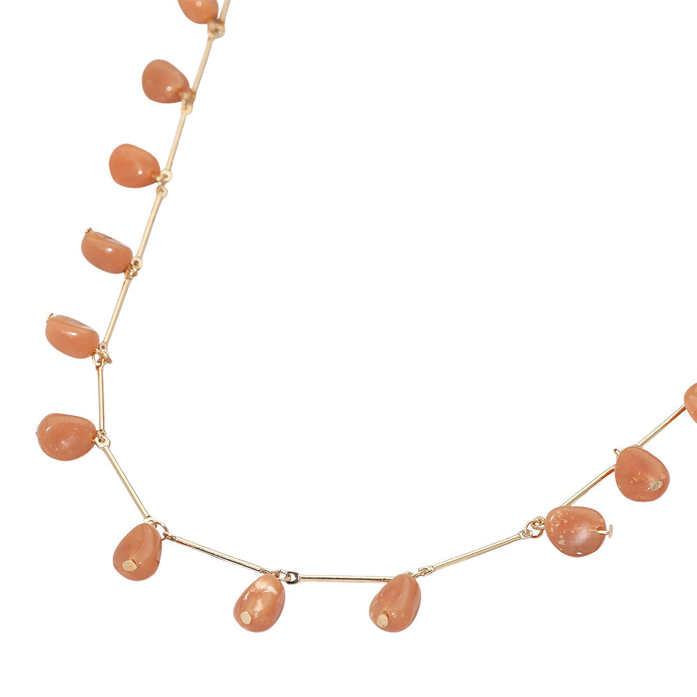 Marbled Resin Beads Drop Station Necklace