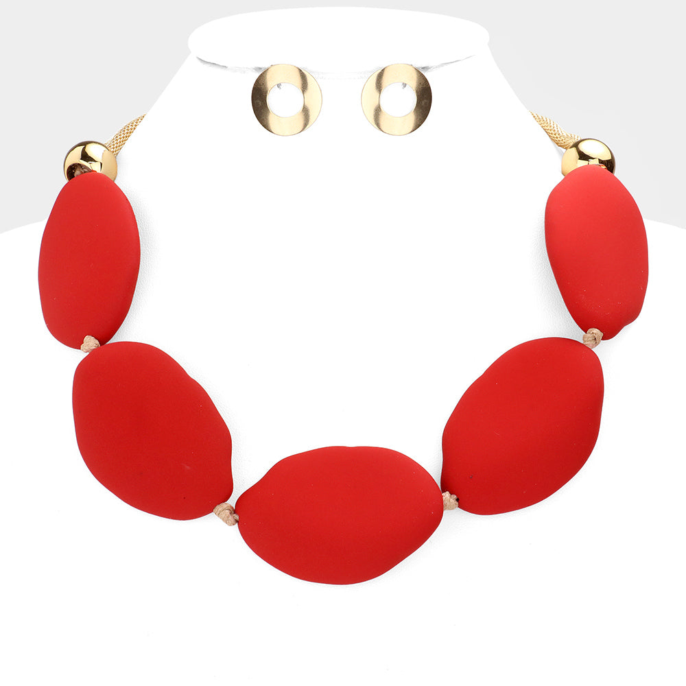 Irregular Colored Oval Collar Necklace