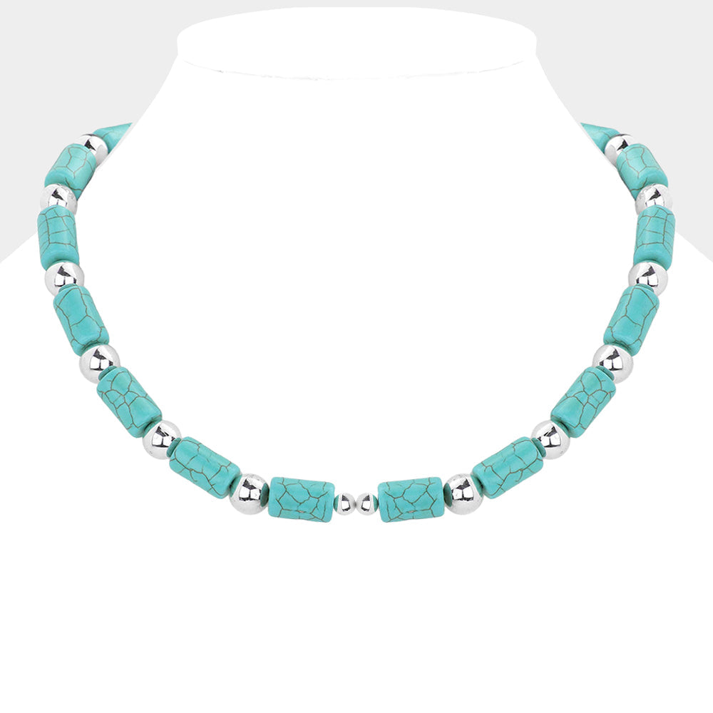 Bead Accented Turquoise Necklace