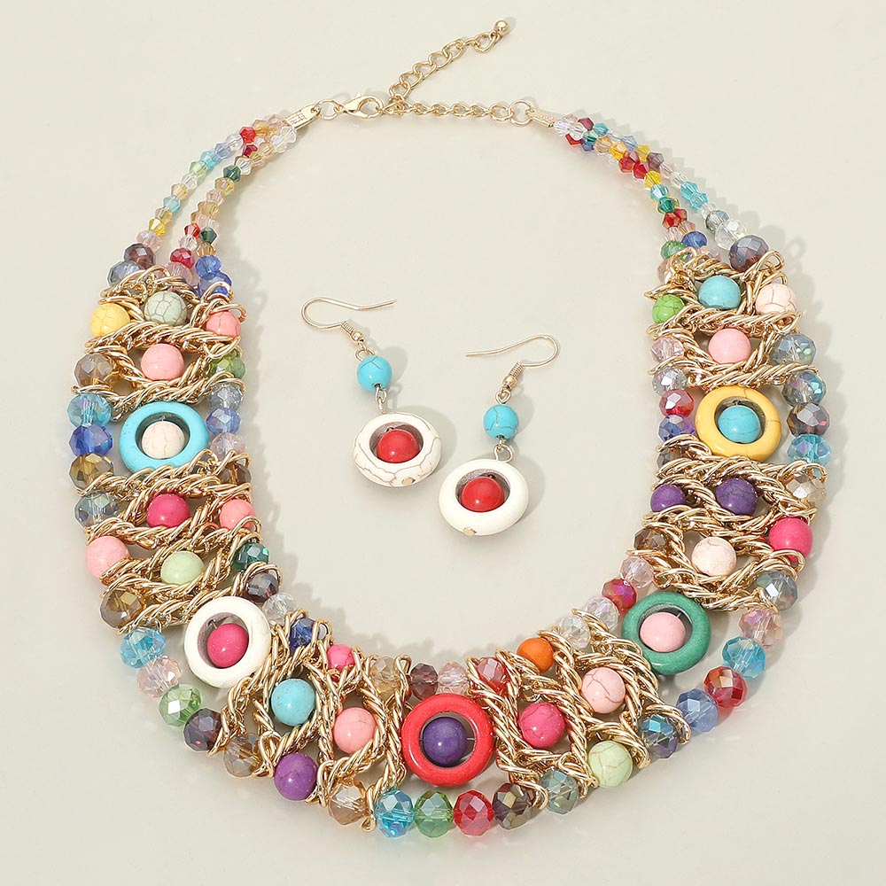 Multi Strand Beaded Statement Necklace