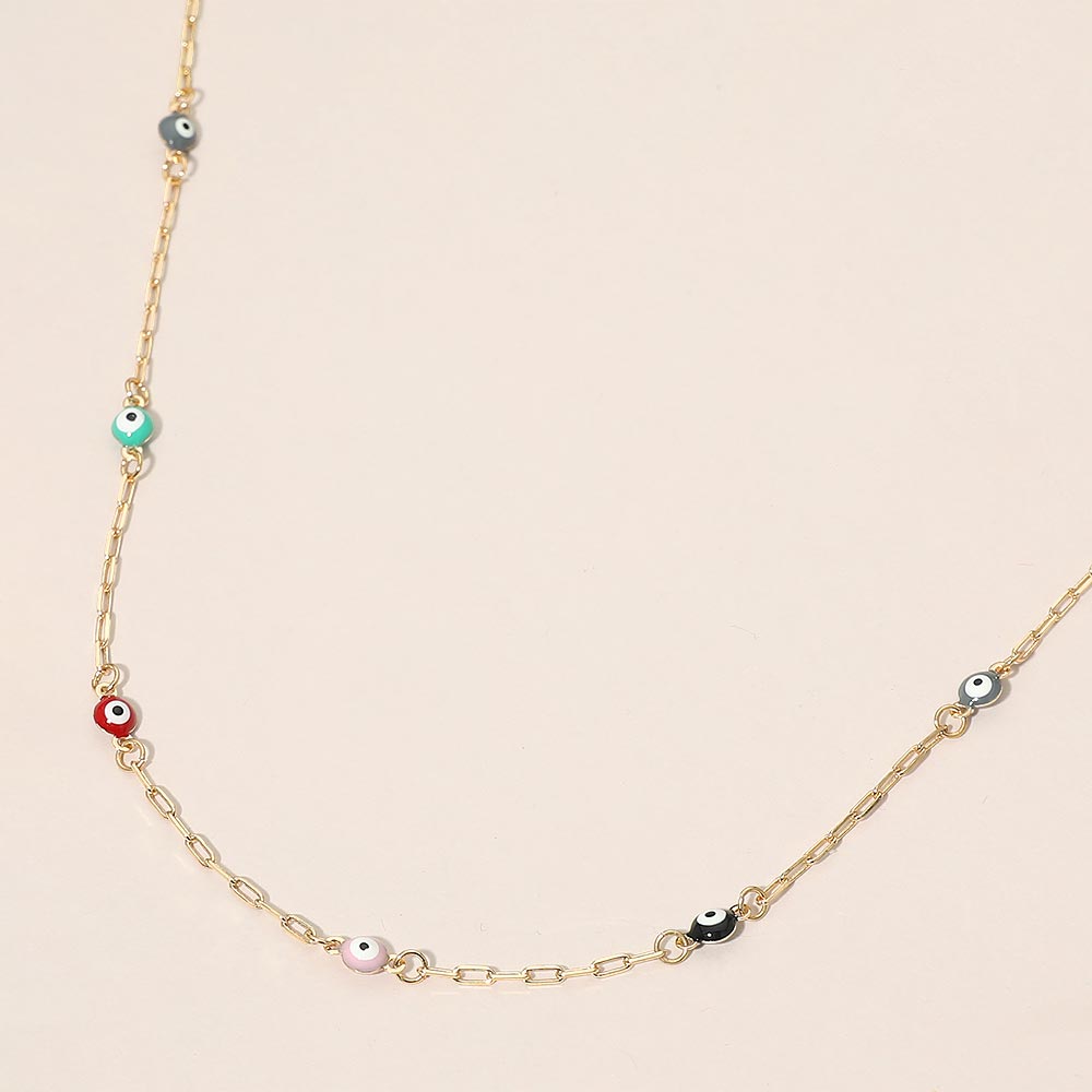 Evil Eye Bead Station Chain Necklace